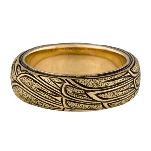 DAVID YURMAN 18K 750 YELLOW GOLD ENGRAVED BAND RING - Picture 8 of 9